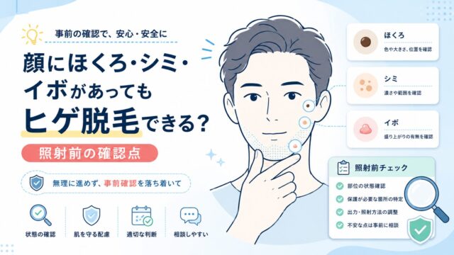 顔にほくろ・シミ・イボがあってもヒゲ脱毛できる？照射前の確認点